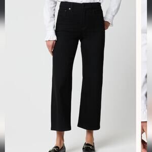 J. Crew Factory Petite black wide leg cropped jean in all-day stretch Size 28P